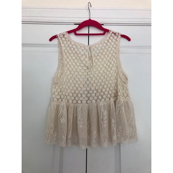 Free People Babydoll Lace Tank Cream/Beige - Picture 2 of 5